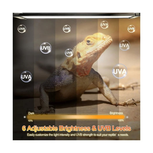 22″ LED UVB Reptile Light Bar – 26W, Adjustable 10.0–20.0, Timer & Dimming