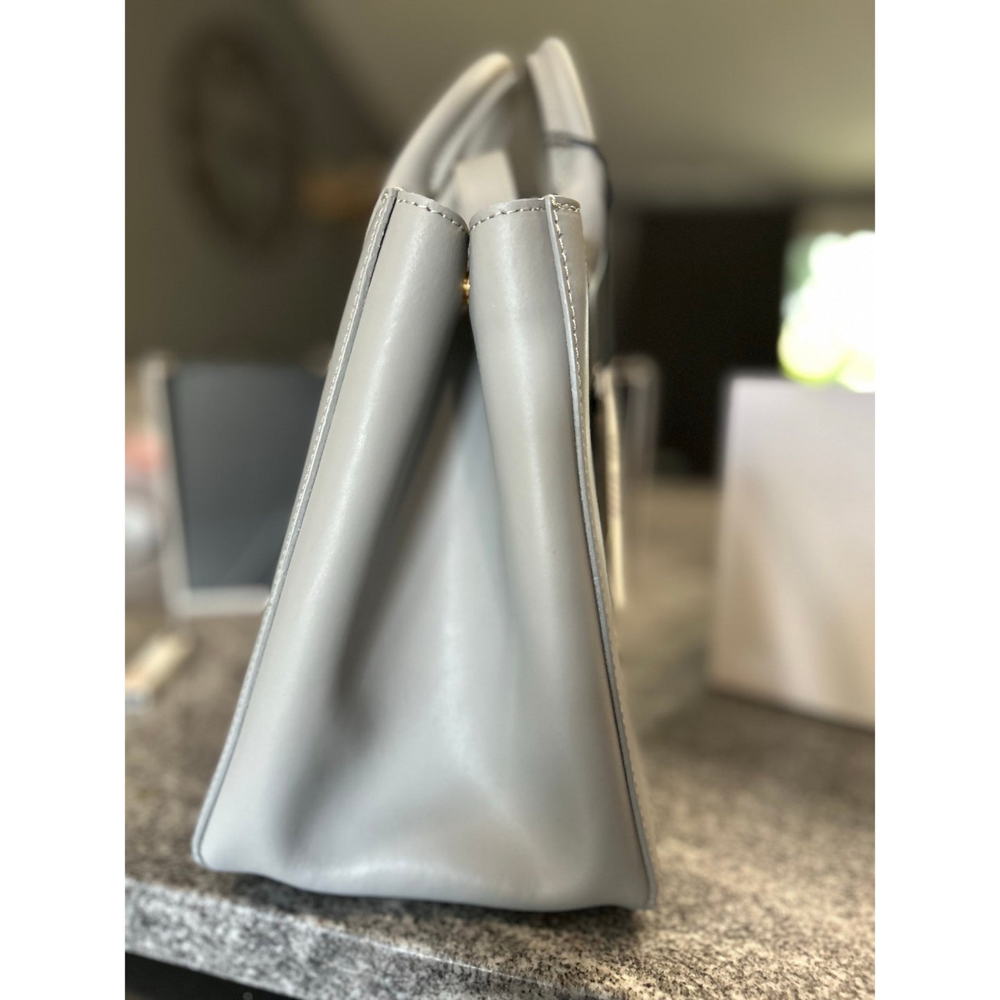 Teddy Blake Roberta 13" Satchel – Turbulence Gray Italian Leather- NWT