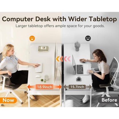 New 40" White Computer Desk with 6 Drawers, Reversible Design