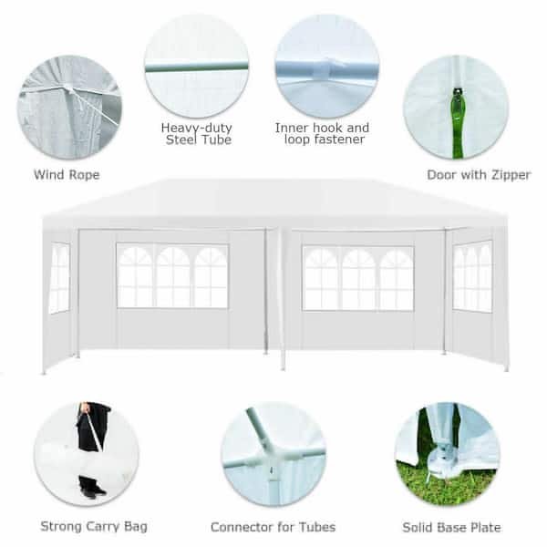 Spacious 20x10 ft Heavy-Duty Event Canopy Tent - 6 Sidewalls & Carry Bag