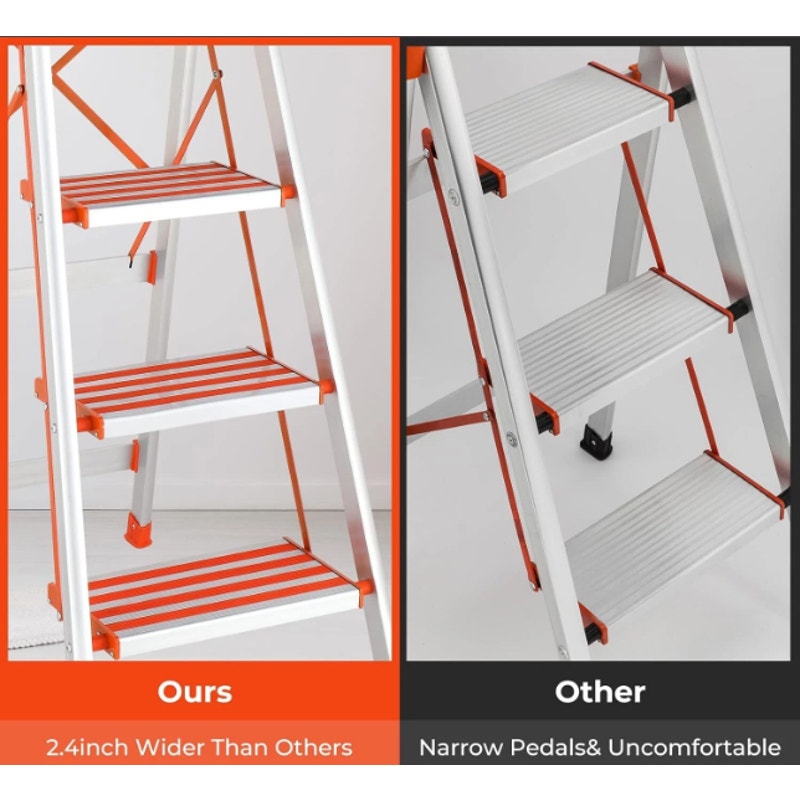 5-Step Lightweight Folding Step Ladder – Aluminum, 350 lb Capacity