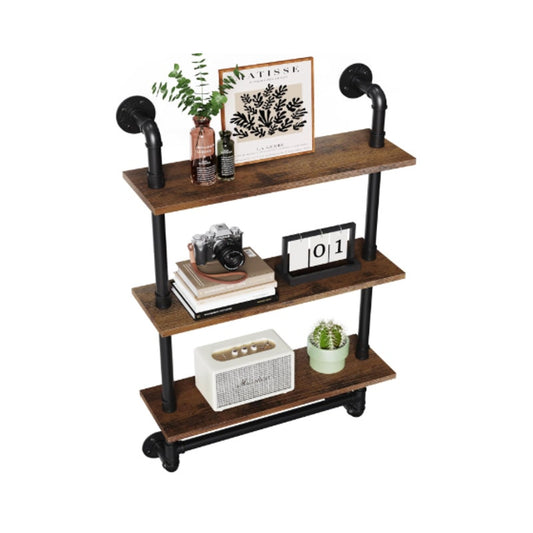 24″ Industrial Wall Shelves – Rustic Wood & Black Pipe, New in box