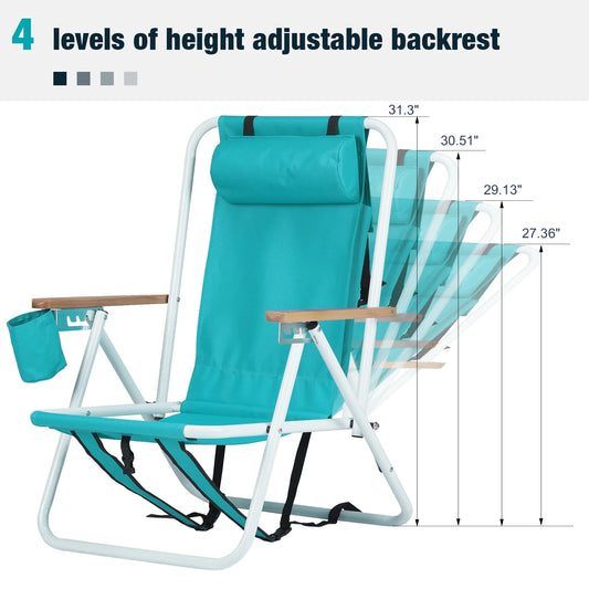 Ktaxon Blue Backpack Chair – Portable Folding Chair with Storage Backpack