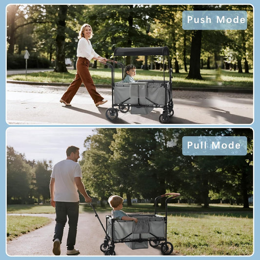 Folding Stroller Wagon with All-Terrain Wheels and 5-Point Harness