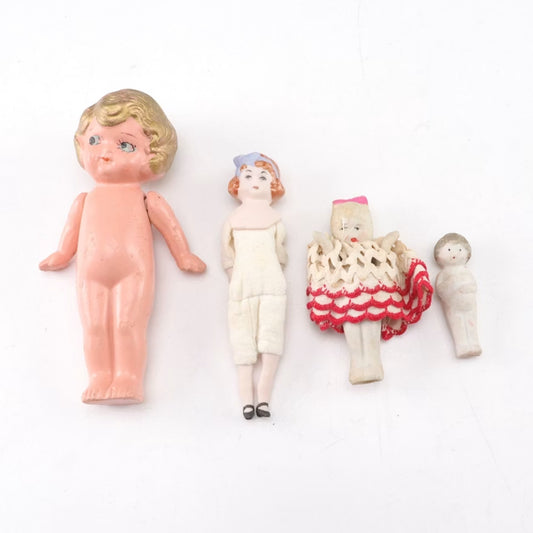 Vintage Miniature Doll Lot Made in Occupied Japan Cloth Crochet Dolls