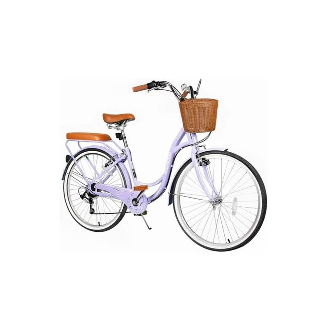 New 26" Women's Cruiser Bicycle with Front Basket Purple