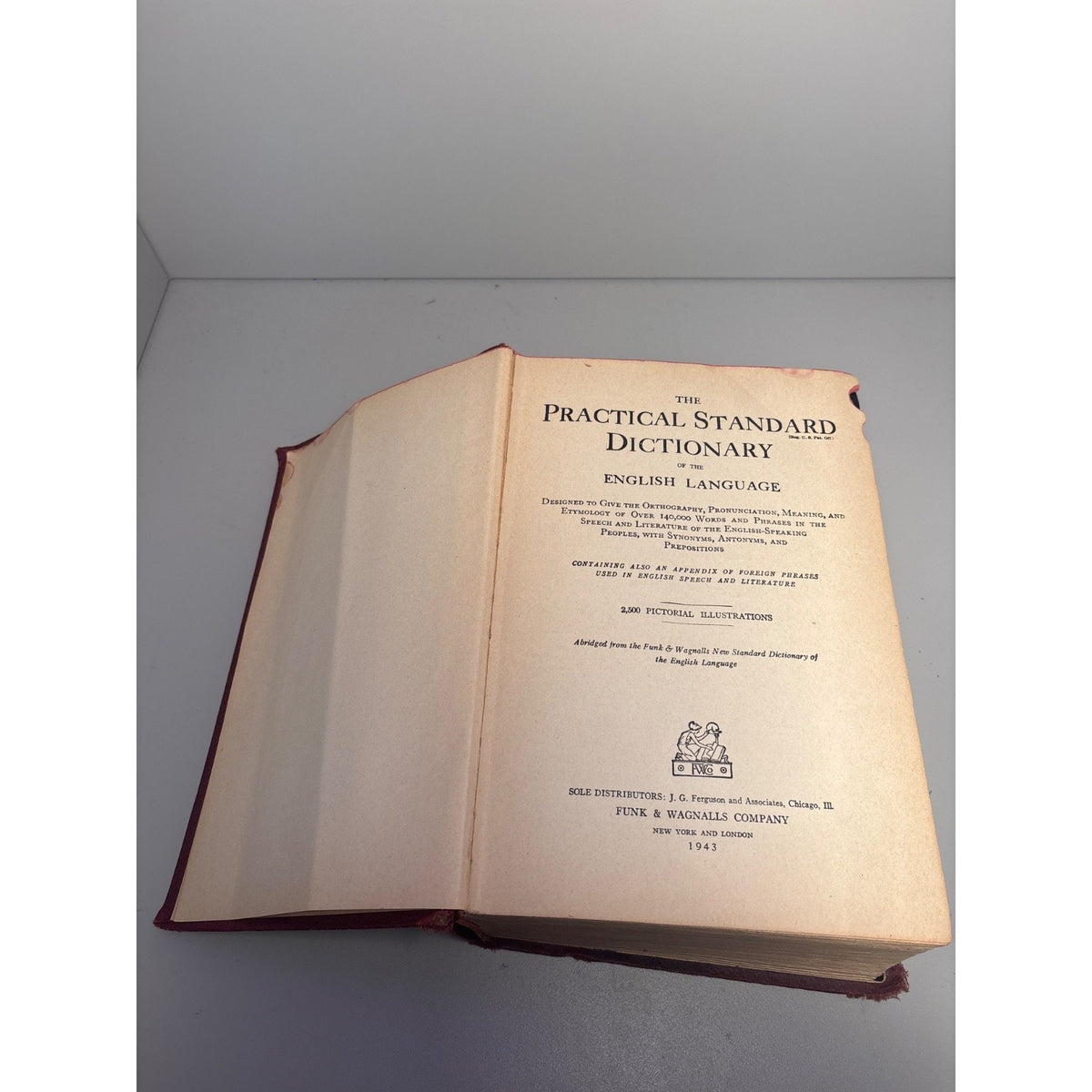 1943 Funk & Wagnalls Practical Standard Dictionary Vintage Hardcover