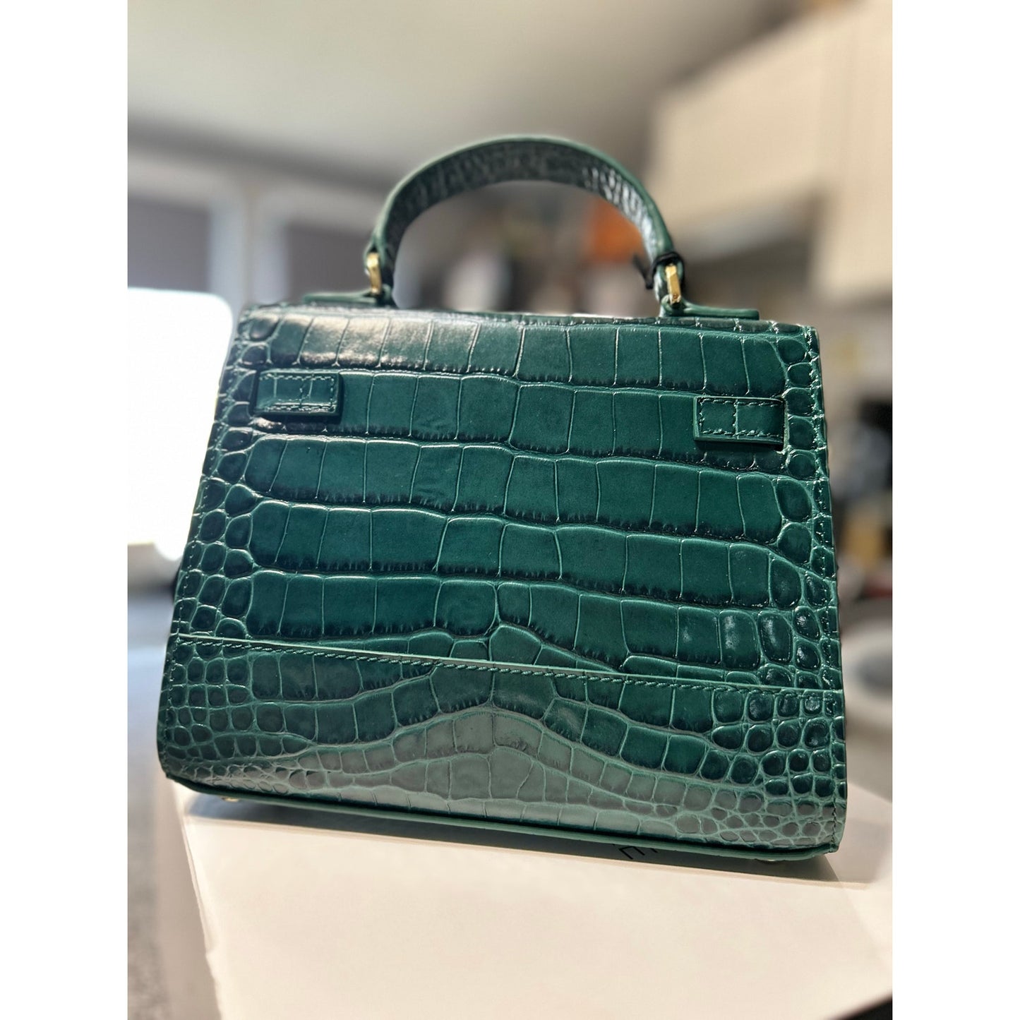 Teddy Blake Kim 9" Satchel – Rare Bottiglia Green Croc, Gold Hardware- NWT!!!