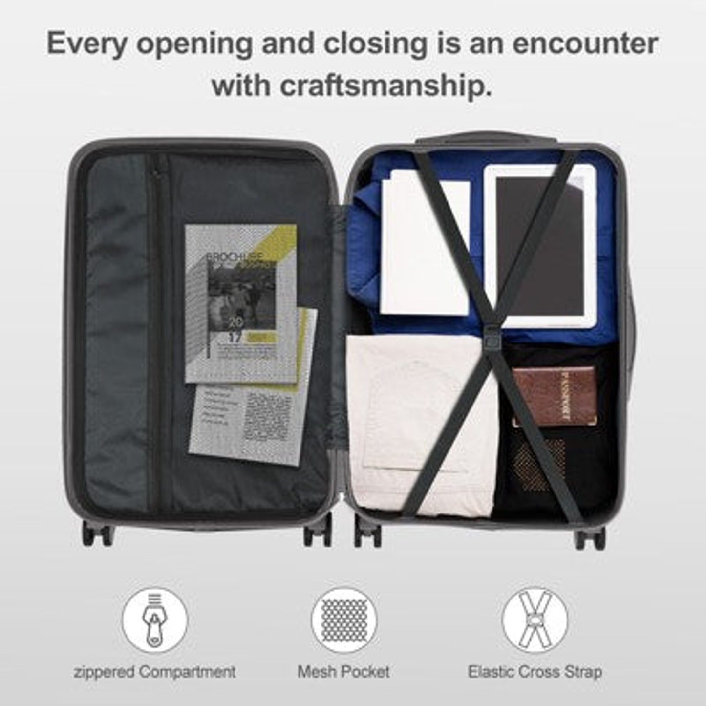 28-Inch Black- Hardshell Suitcase with Spinner Wheels and Reinforced Corners