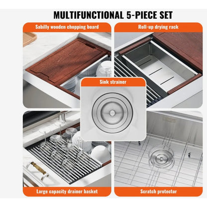 VEVOR 36-Inch Stainless Steel Farmhouse Workstation Sink