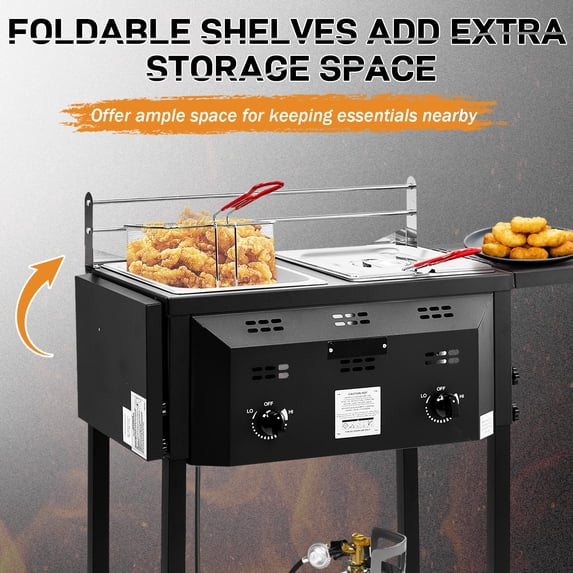 Two Tank Outdoor Propane Deep Fryer 16QT Double Burners