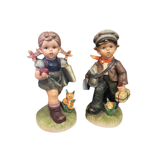 Vintage Hummel Like Figurines Boy And Girl Porcelain Made In Japan 10 Inches