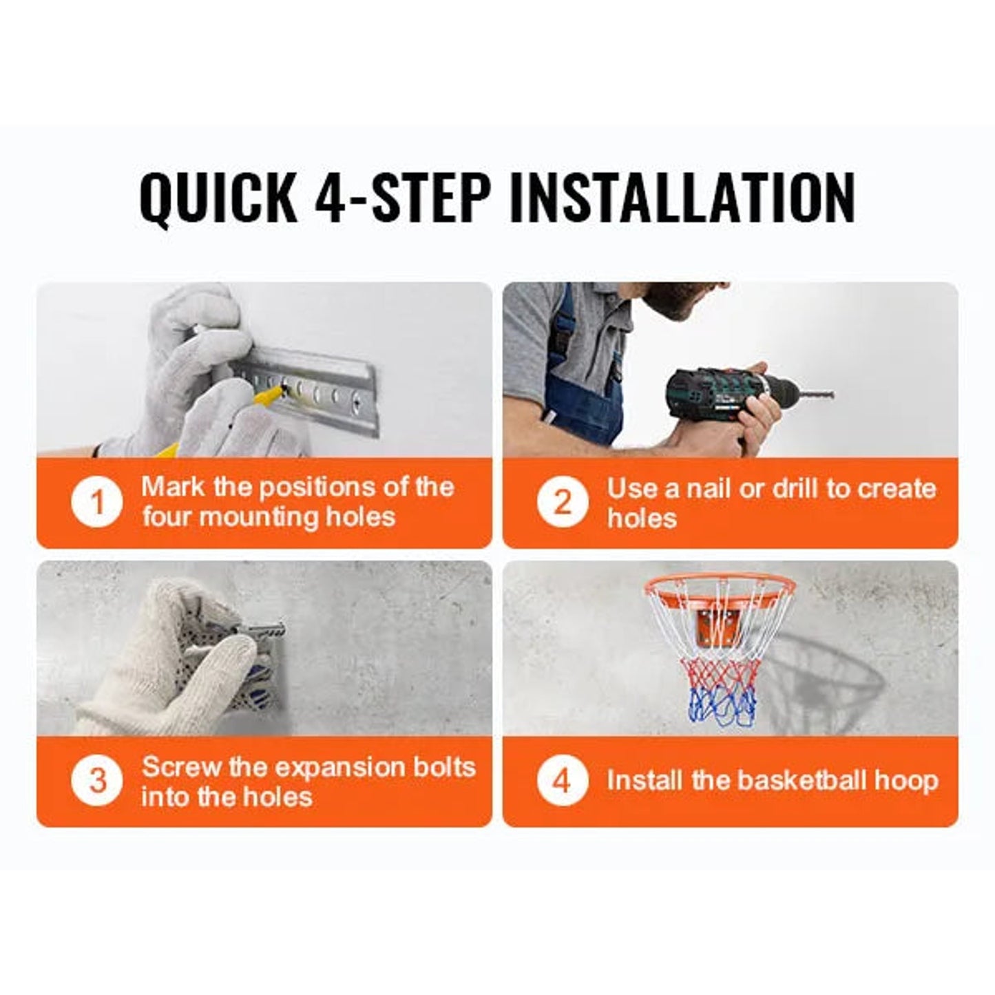 18-inch Flex Basketball Rim, Q235 Steel, Wall/Door Mount with Net- NWT