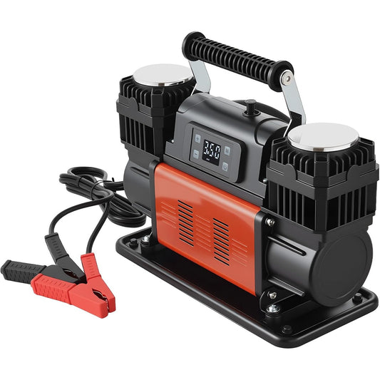 12V 150 PSI Dual Cylinder Air Compressor Portable Tire Inflator with LCD Display