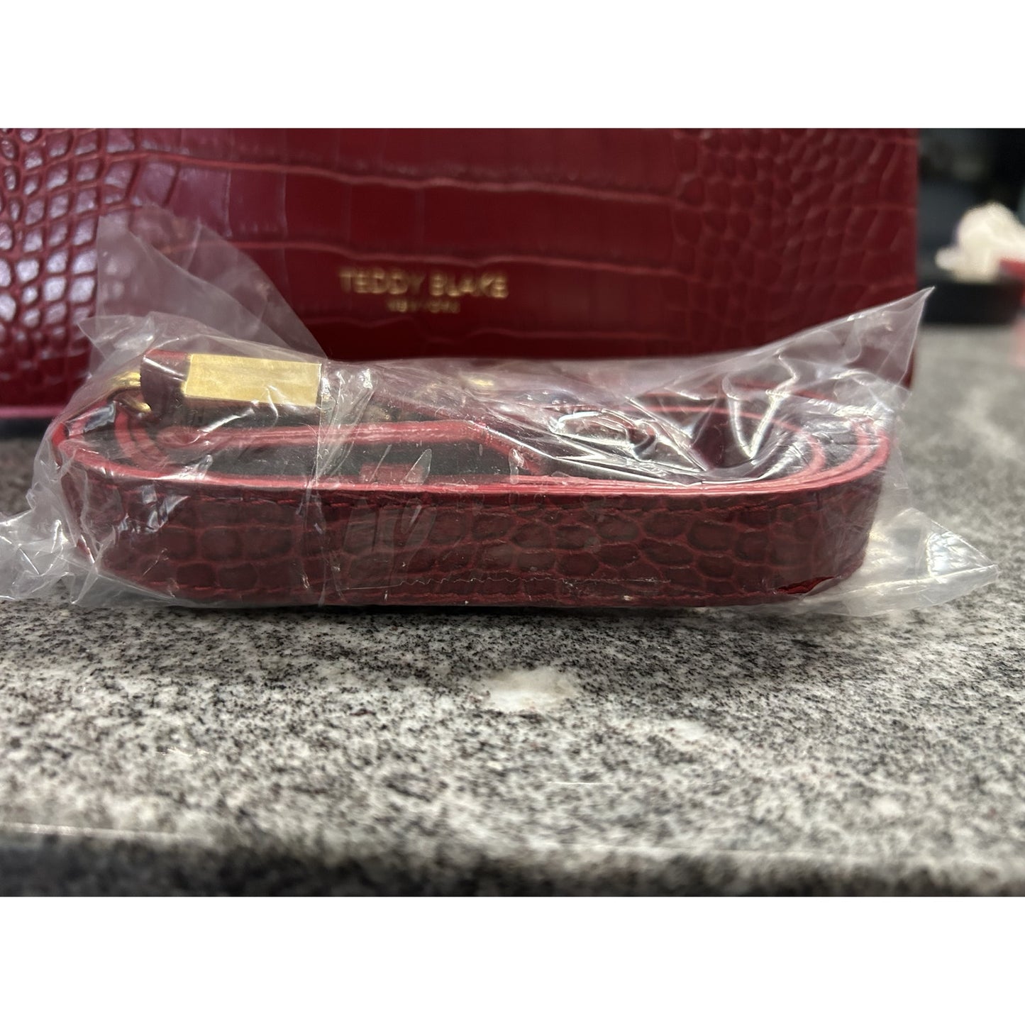 Teddy Blake Ava 11" Croco Leather Satchel – Rosso Scuro Red w/ Gold Hardware-NWT