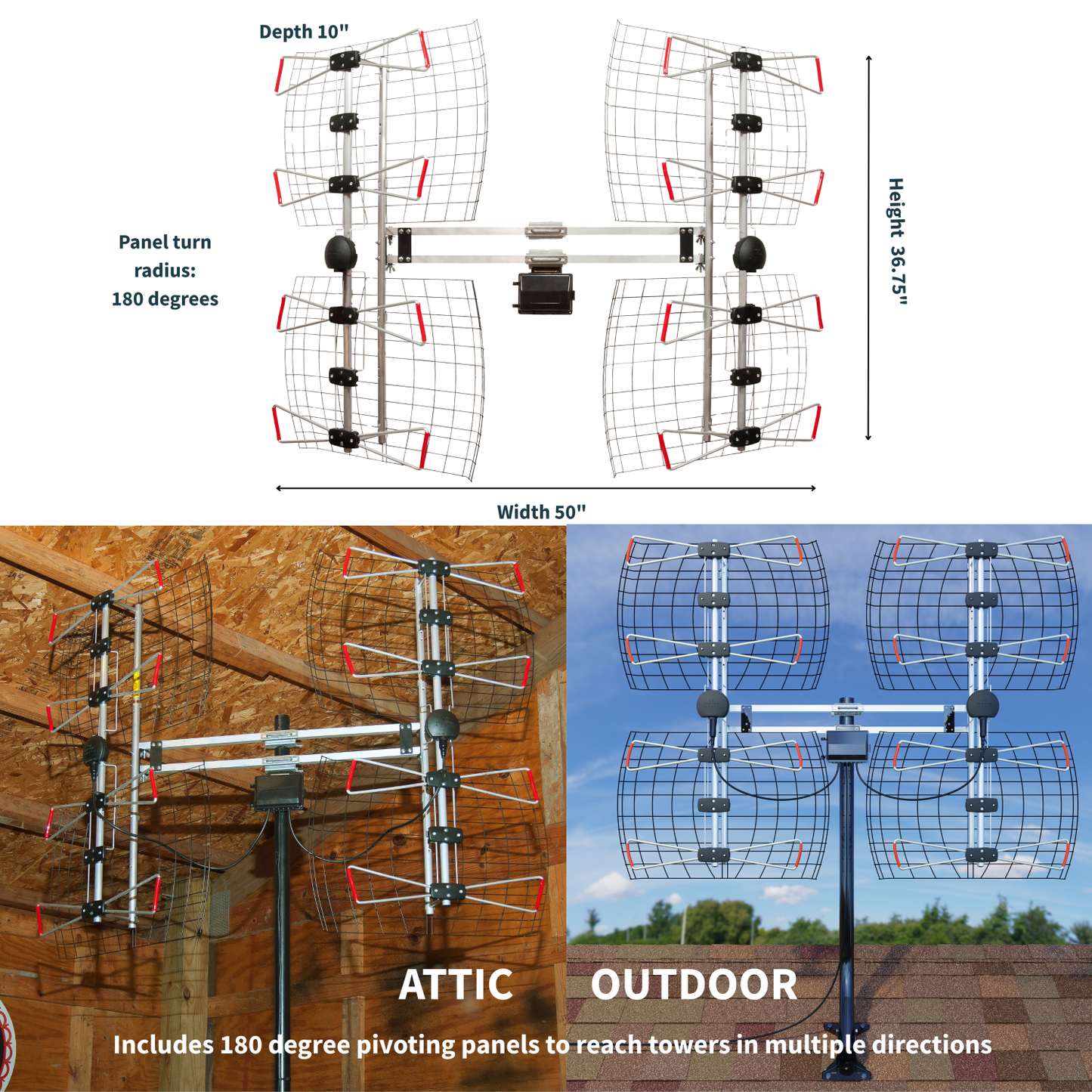 Multi‑Directional Outdoor HD UHF DTV Antennas – Up to 70 Mile Range