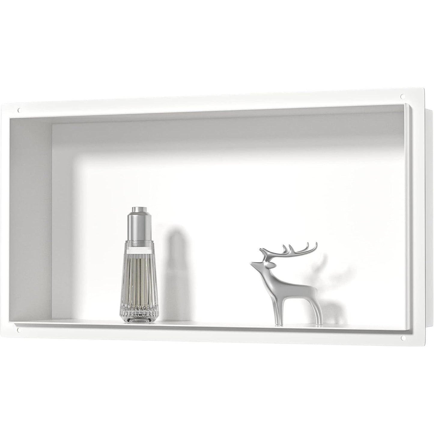 Bernkot White 24x12 Stainless Steel Recessed Shower Niche - Easy Storage