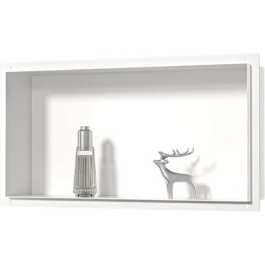 Bernkot White 24x12 Stainless Steel Recessed Shower Niche - Easy Storage