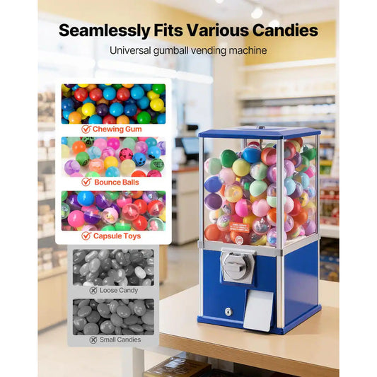 Gumball Machine 21in Candy Vending Dispenser 25-Cent Blue