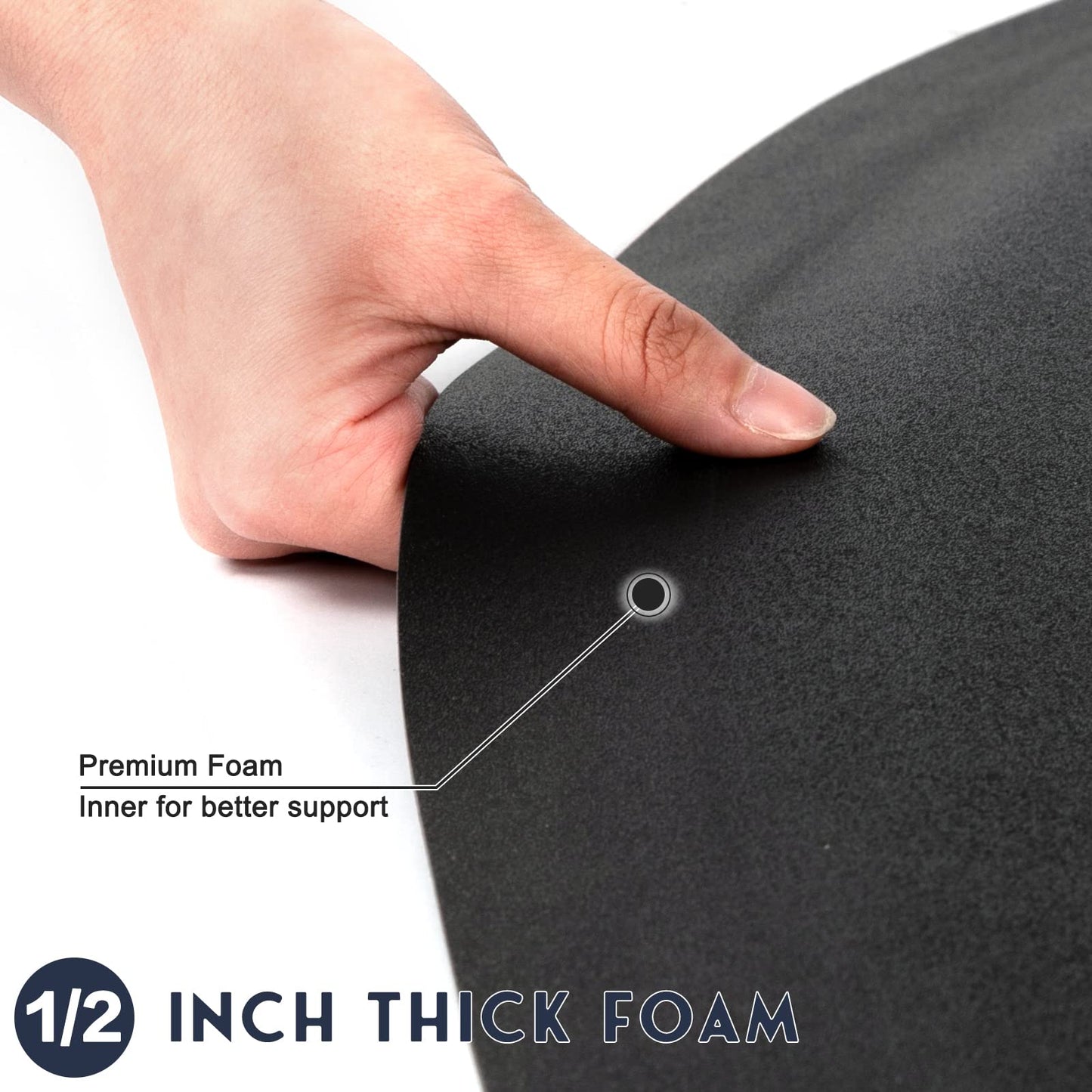 Semi-Circle Anti-Fatigue Salon Floor Mat with Non-Slip Base, 48" x 36", Waterproof