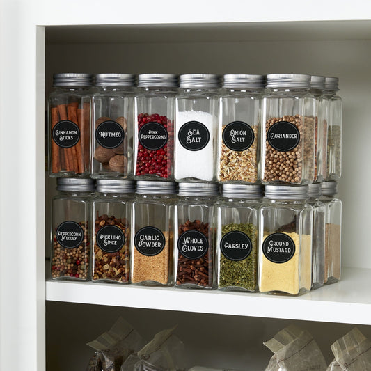 24pc Glass Spice Jar Set (4oz) with Sifter Lids, & Folding Funnel