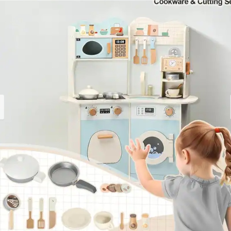 Mint Green Wooden Pretend Play Kitchen w/ Sink, Stove & Storage- New in box