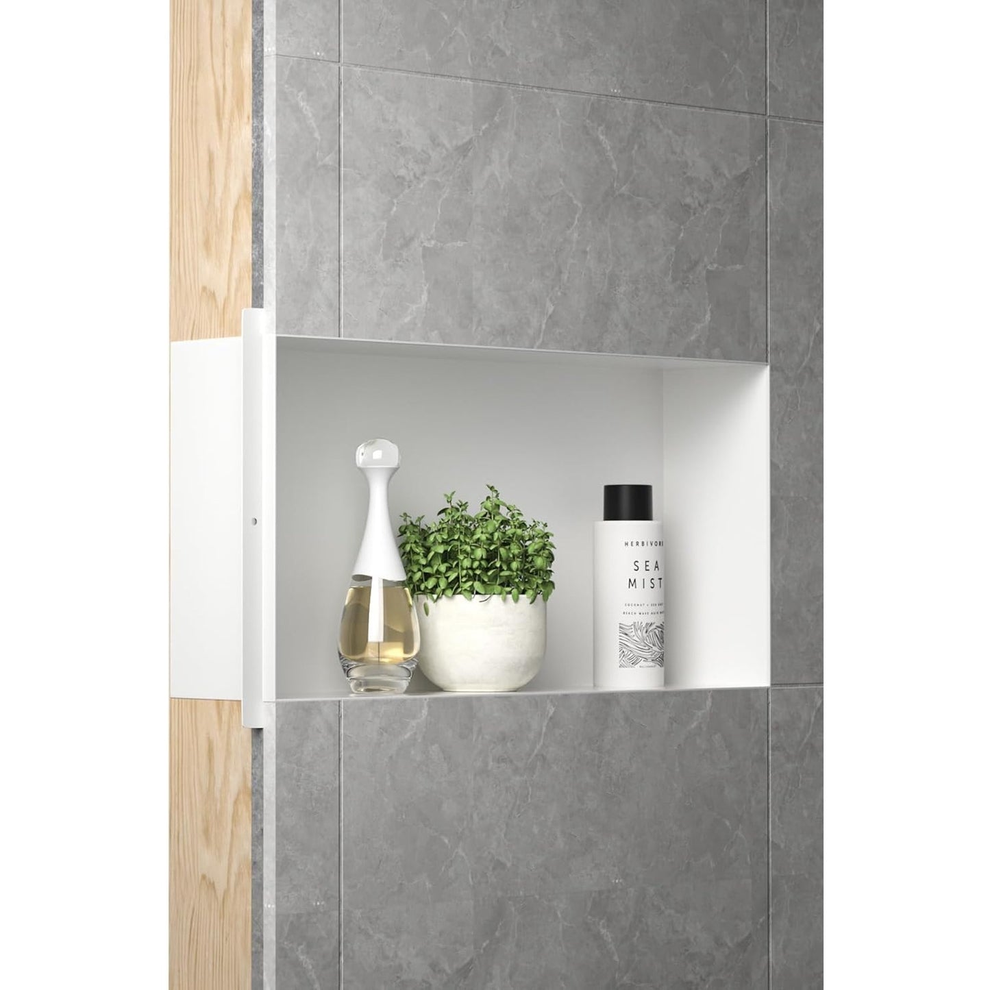 Bernkot White 24x12 Stainless Steel Recessed Shower Niche - Easy Storage