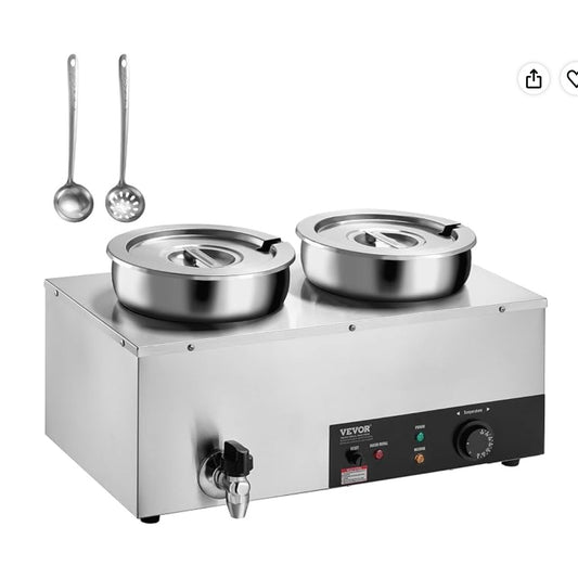 VEVOR Dual Electric Soup Warmer – Two 7.4-Quart Pots, 1200W