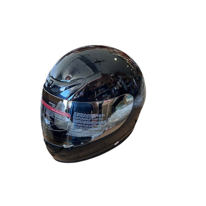 Grandeur Full Face Motorcycle Helmet Gloss Black Mirrored Visor Size Small