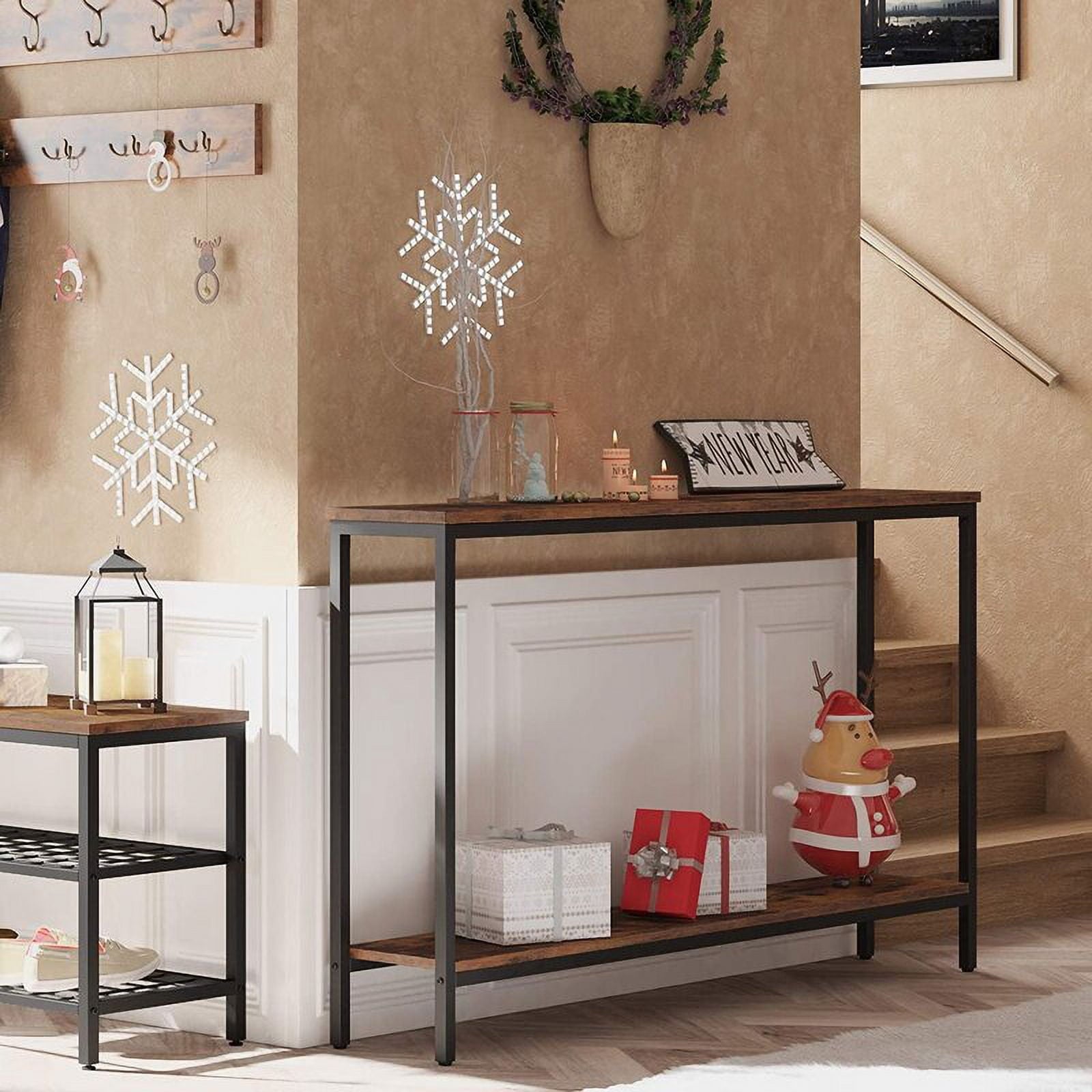 HOOBRO 47.2" Industrial Narrow Console Table for Entryway Living Room Hallway
