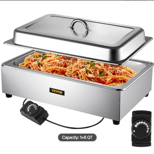 9.5QT Stainless Steel Electric Food Warmer- 2 Basins of Various Depth, Brand New