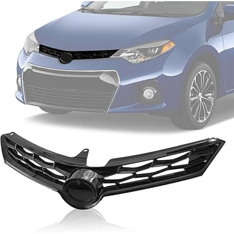 Gloss Black Front Bumper Upper Grille – Fits 2014–2016 Toyota Corolla S