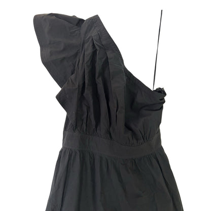 Madewell Ruffled One-Shoulder Midi Dress in Black Size 6 NWT