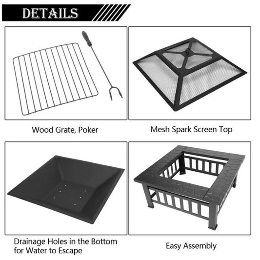 32″ Square Backyard Fire Pit — New in box
