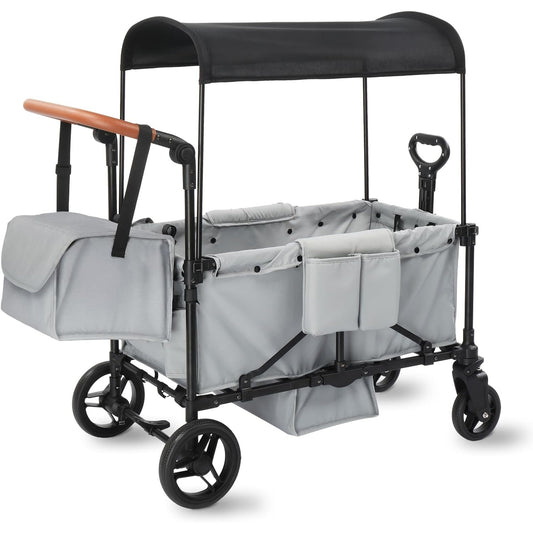 Folding Stroller Wagon with All-Terrain Wheels and 5-Point Harness