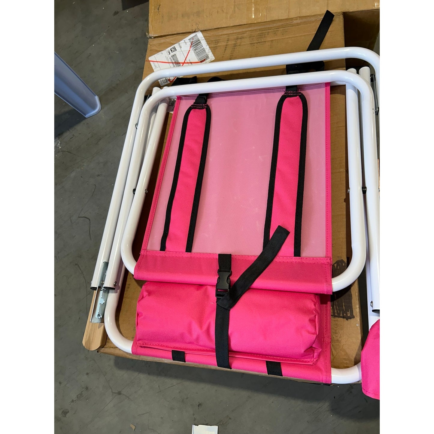 Set of 2 Pink Backpack Beach Chairs Folding 4 Position Reclining