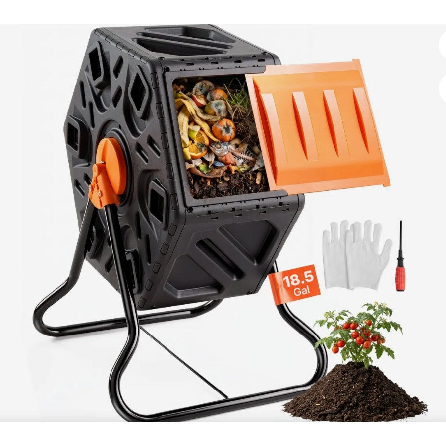 VEVOR 18.5-Gallon Rotating Compost Tumbler with Steel Frame