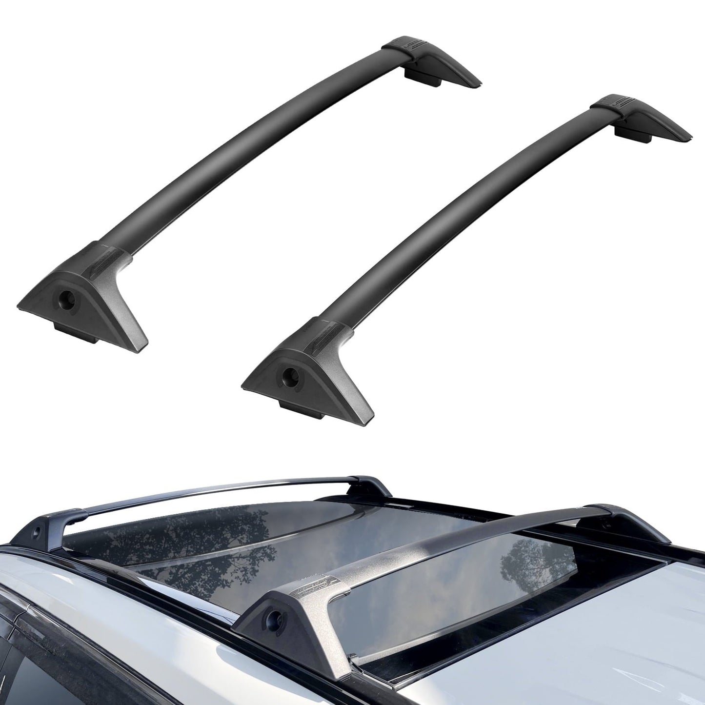 Locking Aluminum Roof Cross Bars – 38" Universal SUV Rack System, Black
