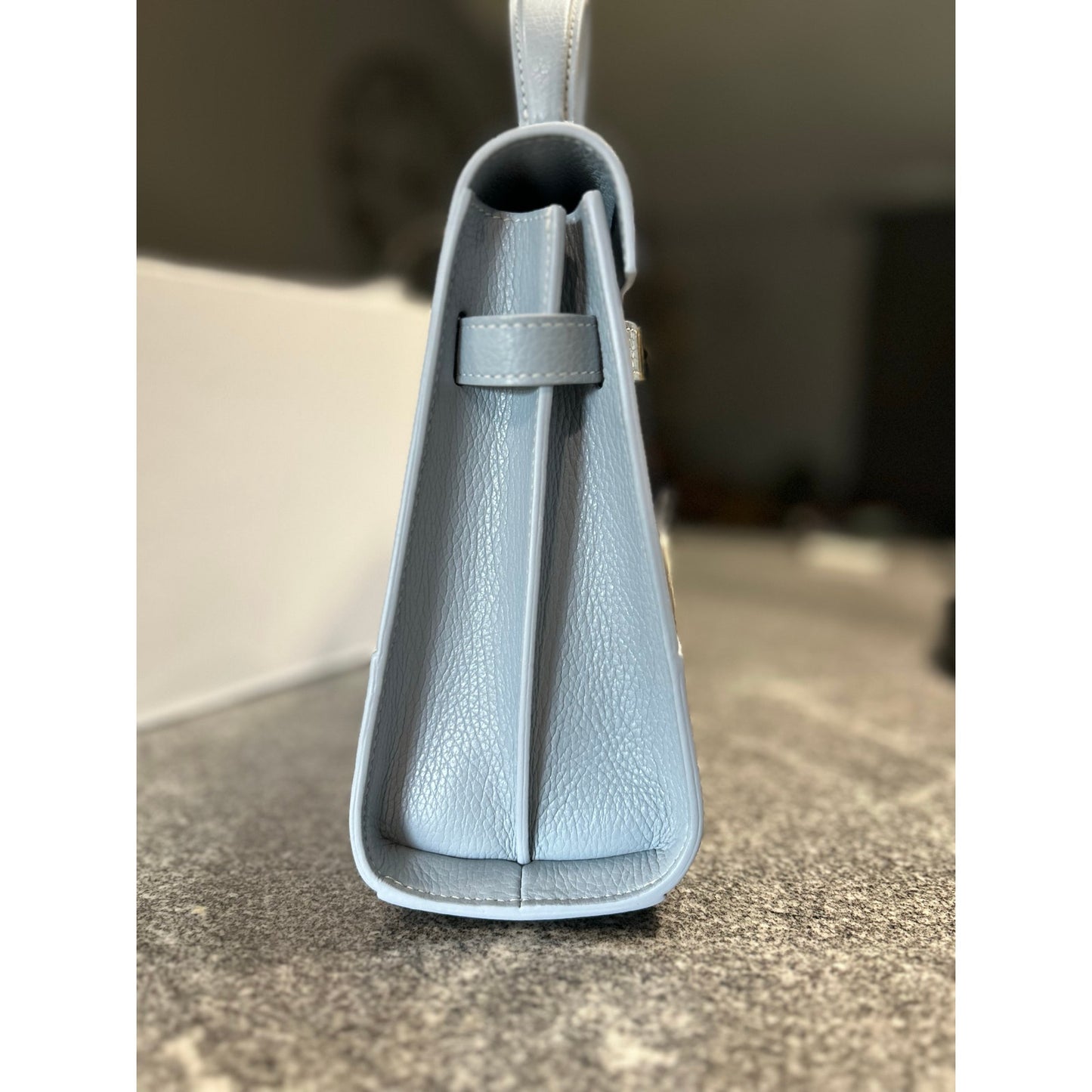 Teddy Blake Kim 11" Satchel – Light Blue Cervo Leather, Gold Hardware- NWT