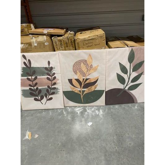 3-Piece Modern Botanical Canvas Set – Brand New