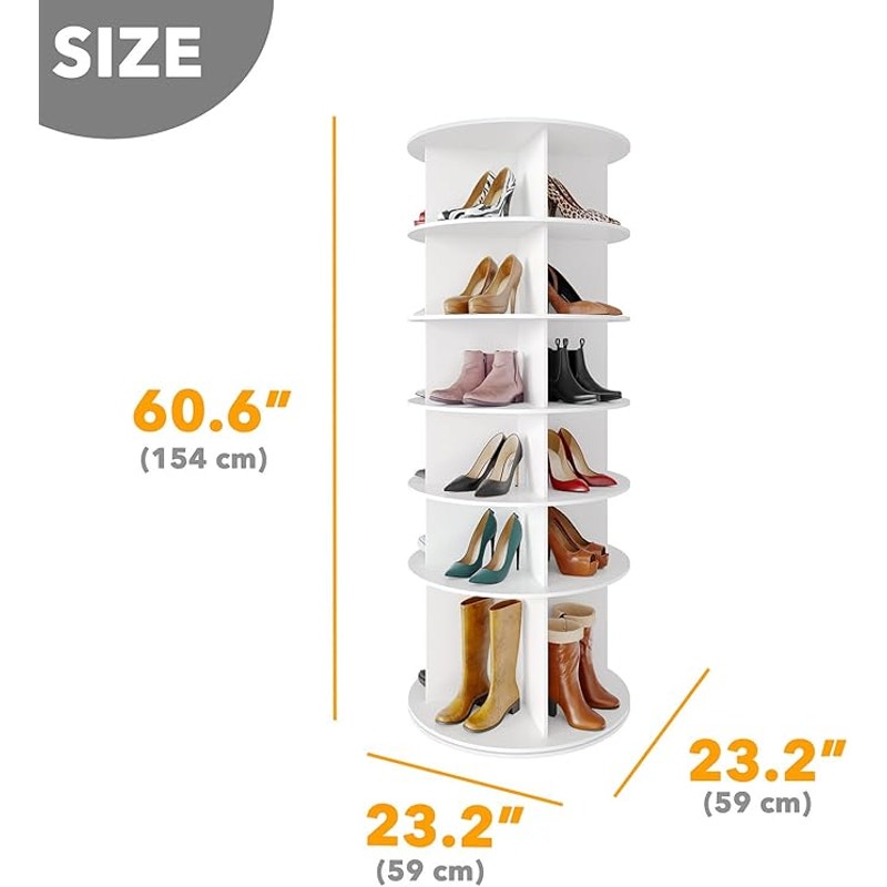 SpaceAid 6-Tier Rotating Shoe Rack – White, New in box