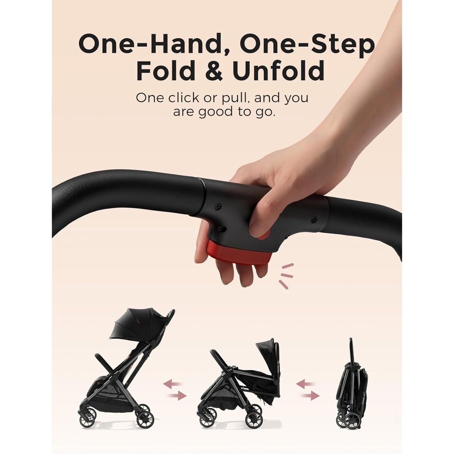 Momcozy ClickGo Lightweight Stroller One-Hand Fold- UPF50+ Canopy