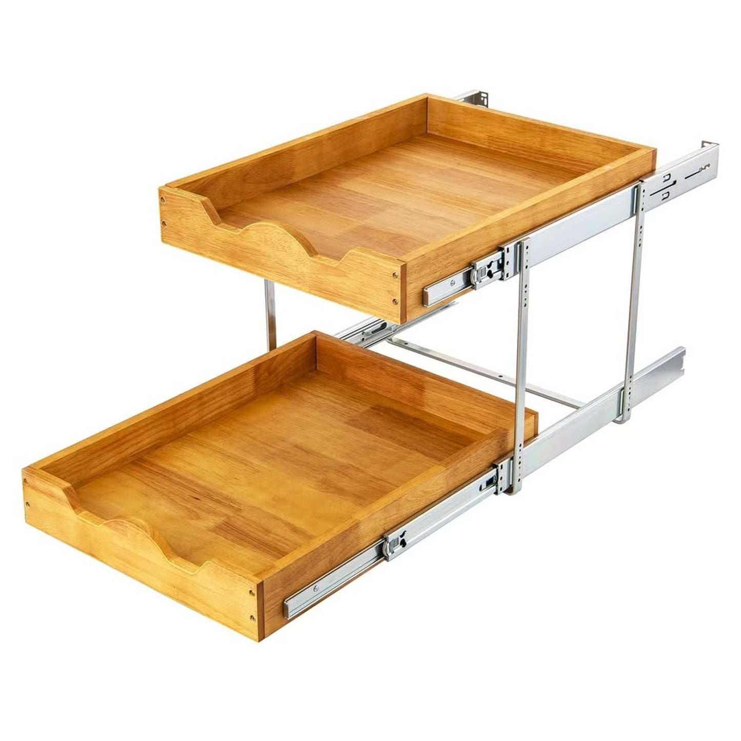 Pull-Out Wooden & Metal Shelf Organizer – Cabinet Storage Solution, New in box