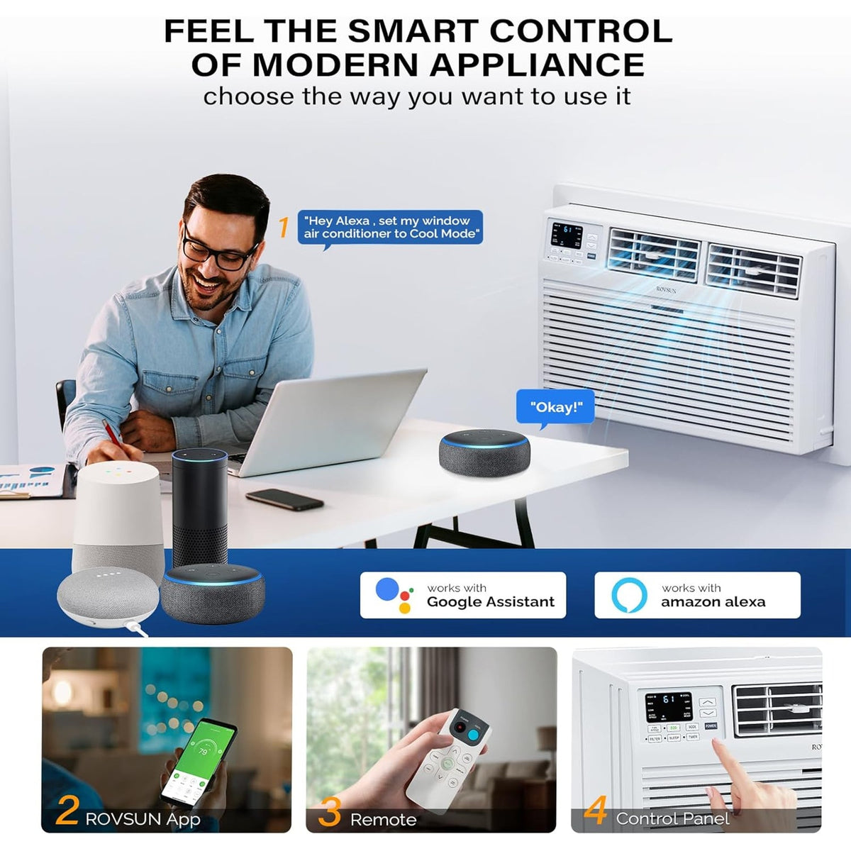 Smart 12000 BTU Through-Wall AC Heater Combo with WiFi Voice Control
