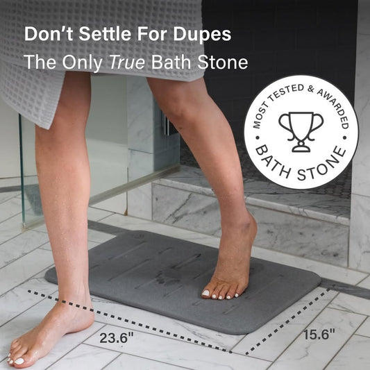 Dorai Quick-Dry Bath Stone Mat with Rubberized Bottom – 24" x 16"
