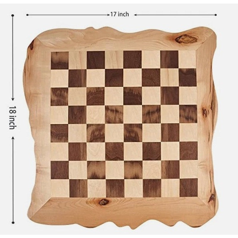 Rustic 15" Wooden Chess Set w/ Natural-Edge Board – New & Sealed (Z2106)