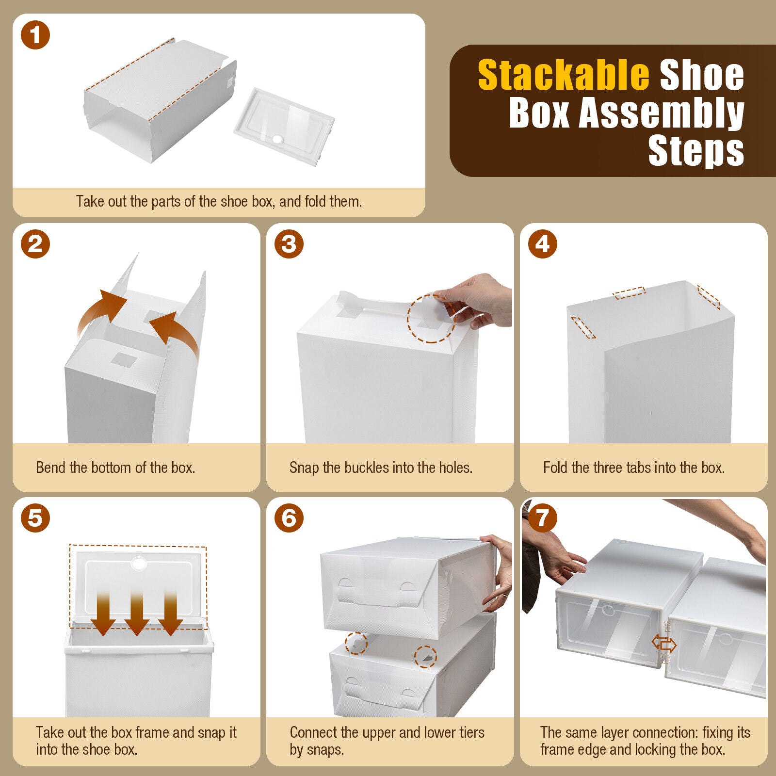 24-Piece Foldable Shoe Storage Box Sneaker Container Stackable Organizer White