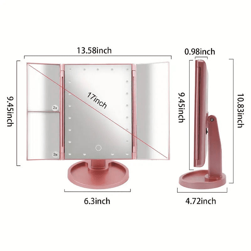 HOODINK Portable Vanity Mirror with Light Touch Control Dual Power Supply Rose Gold | 2926069326