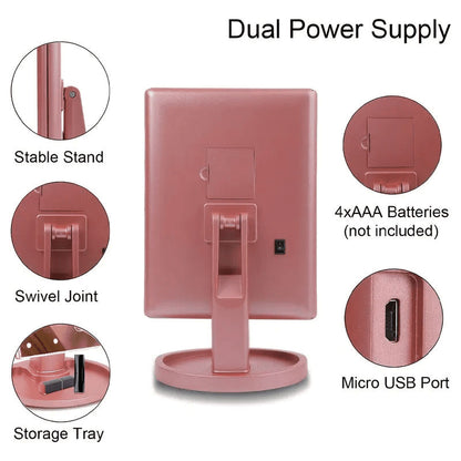 HOODINK Portable Vanity Mirror with Light Touch Control Dual Power Supply Rose Gold | 2926069326