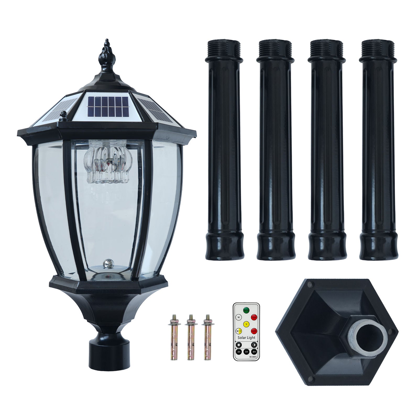 bokifol 70 in Solar Lamp Post Light Outdoor Waterproof with Replaceable Bulb